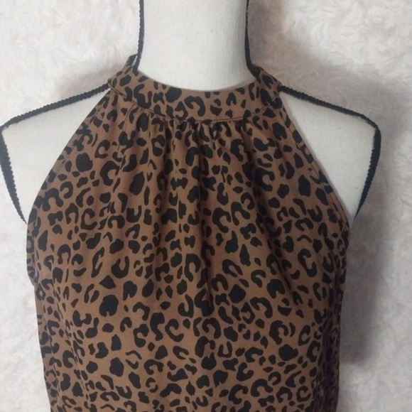 Sienna Sky Sleeveless Animal Print Top Key Hole Halter Size L - Picture 5 of 7